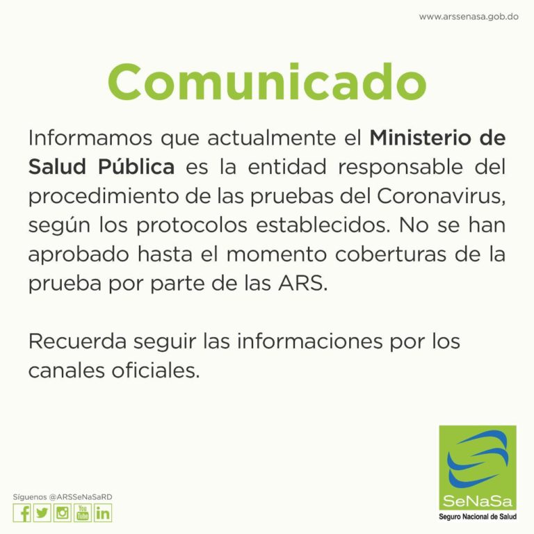 Senasa aclara no ha aprobado cobertura de la prueba del Covid19
