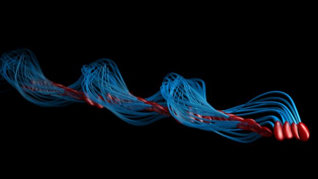 Ilustración del movimiento del esperma en 3D