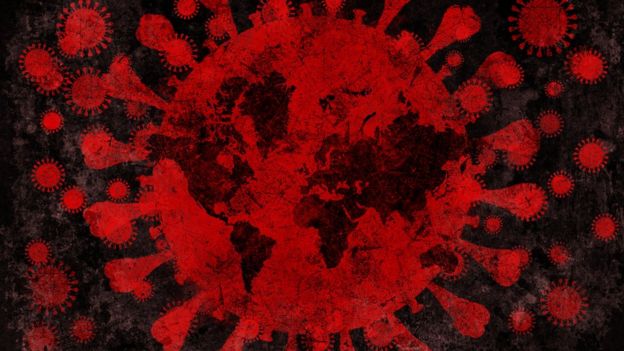 Ilustración del mundo tomado por coronavirus