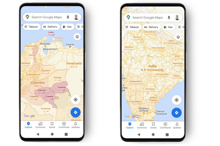 ATENCIÓN:Google Maps ya informa las áreas donde hay más o menos COVID-19