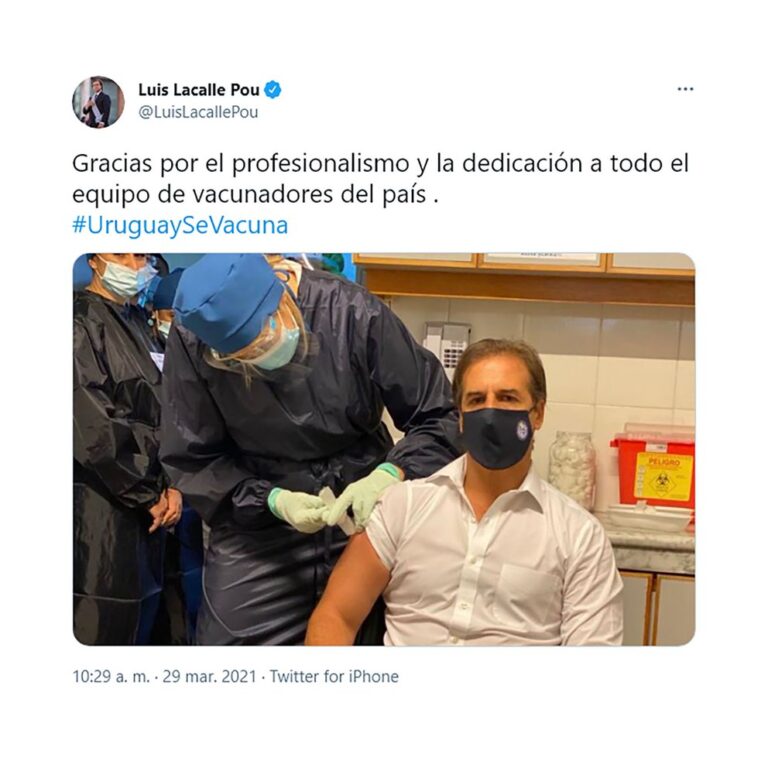 Luego de vacunarse, Lacalle Pou se hará un test PCR tras tener contacto con un caso positivo