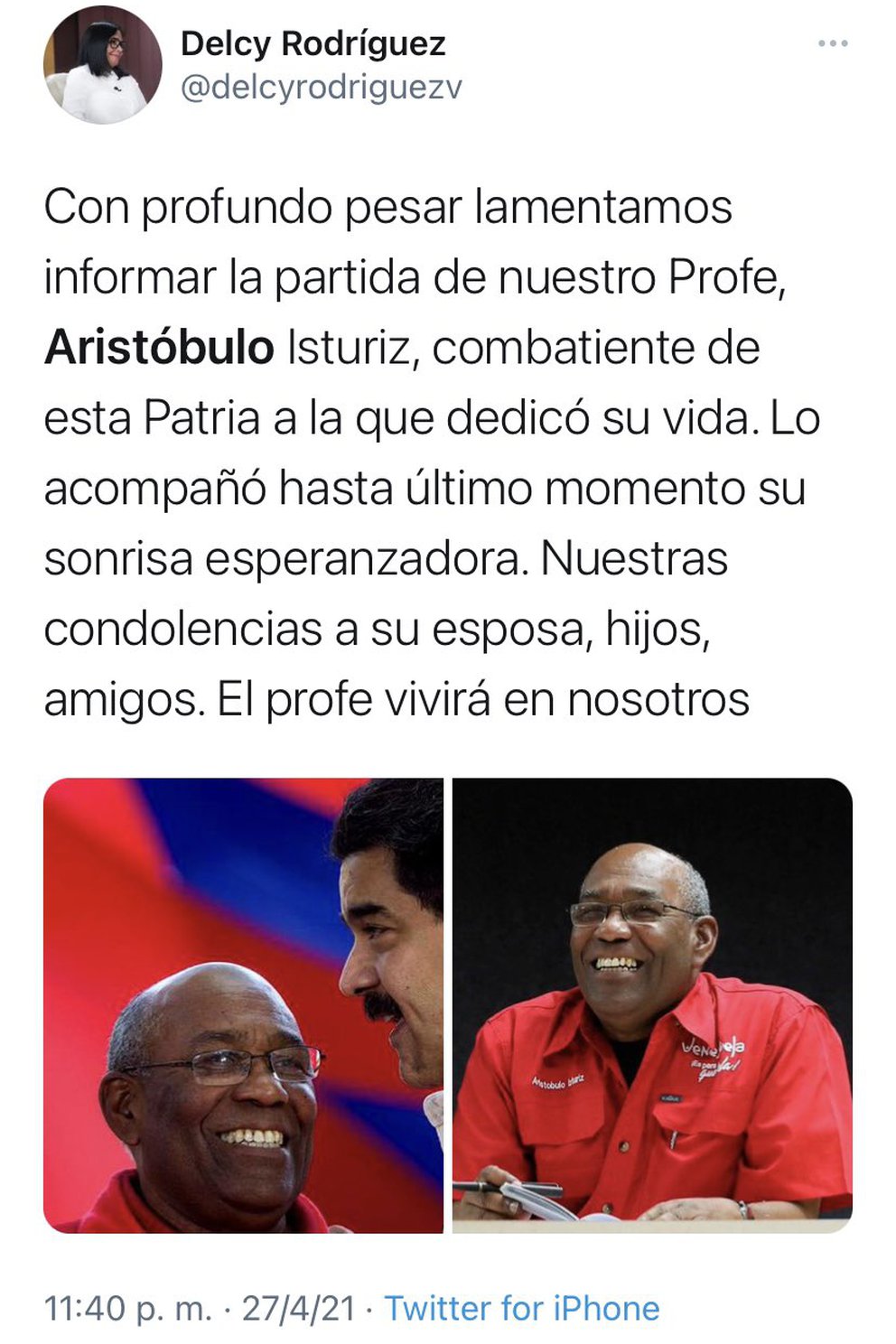 Murió Aristóbulo Istúriz, uno de los principales colaboradores del régimen de Nicolás Maduro y de Hugo Chávez